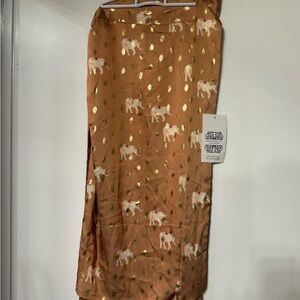 Never Fully Dressed Tan and Gold Horse Print Pencil Skirt